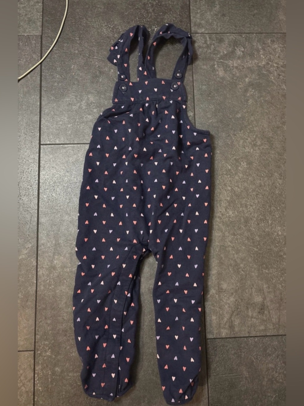 Carter's Navy Overalls with Pink Heart Print